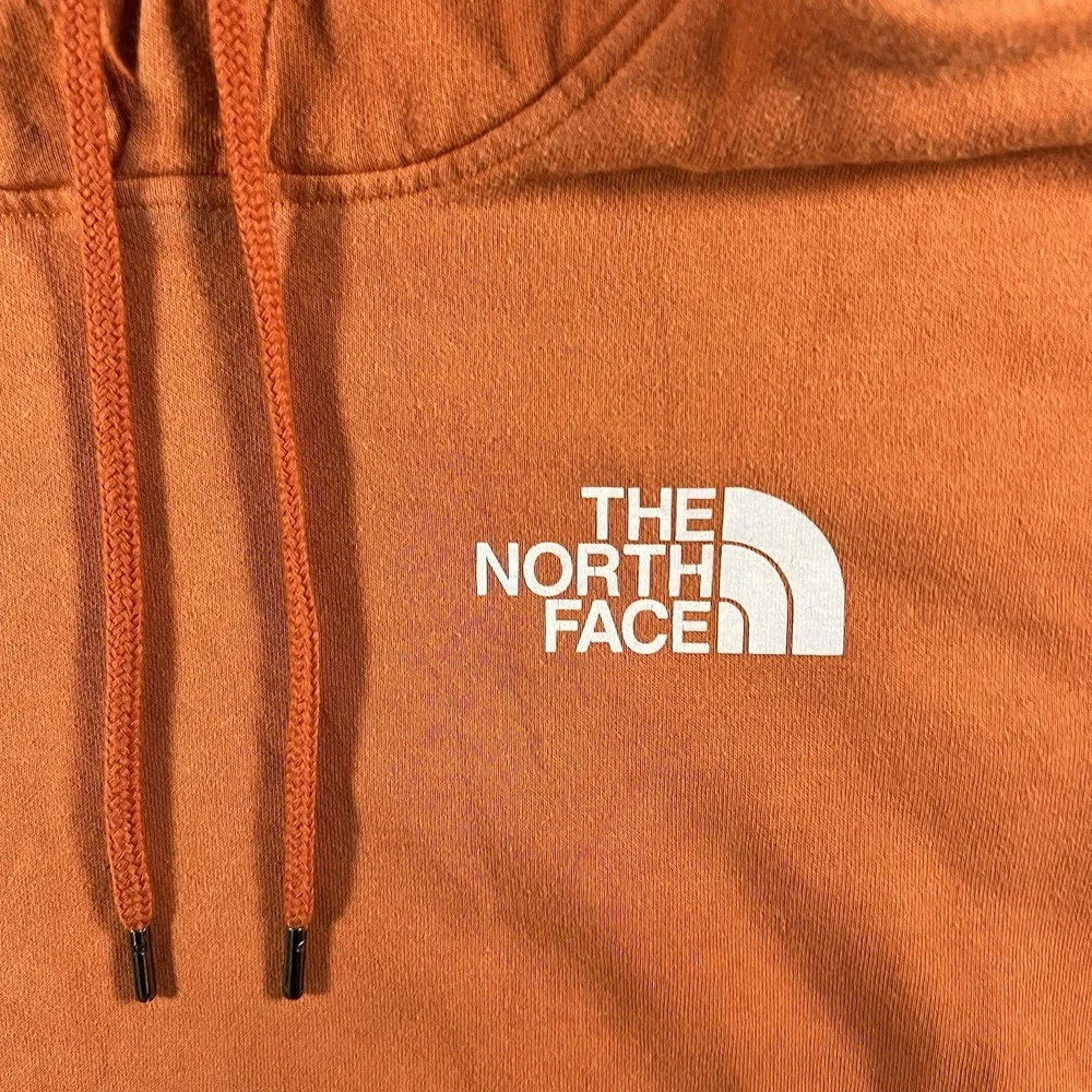 The North Face Pullover Hoodie Orange Men’s Small Fleece Sweatshirt Logo